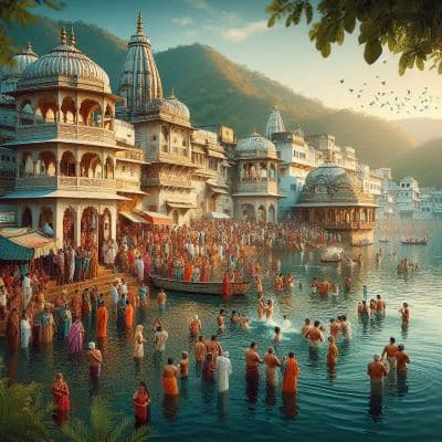 Devotees taking holy dip in rivers