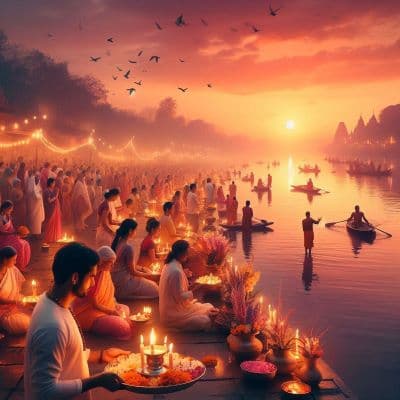 Lamps floating in holy waters