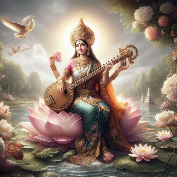 lord saraswathi with veena