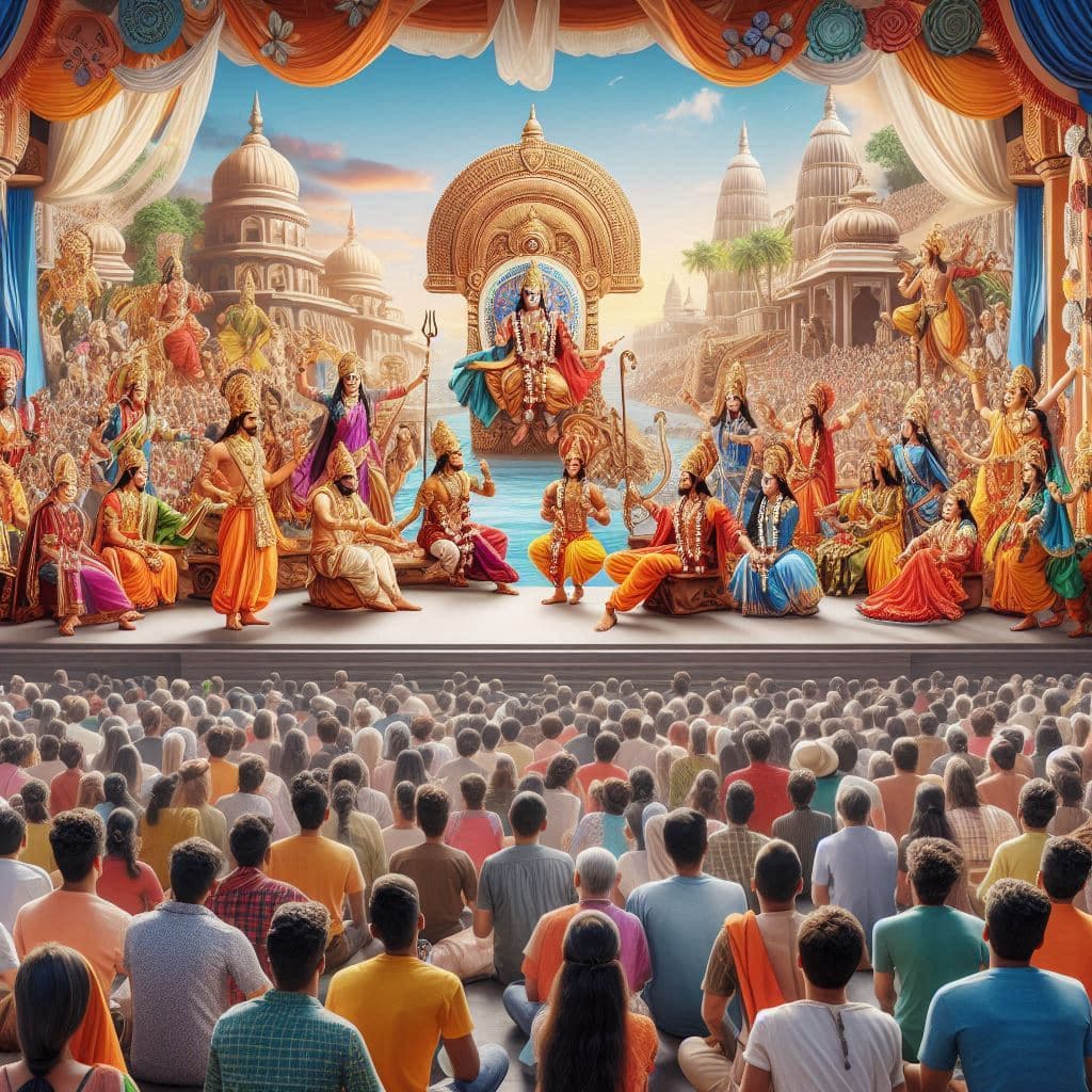 Devotees praying during Dussehra celebrations