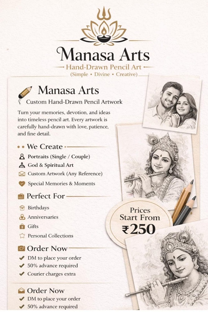 Manasa Arts Hand-Drawn Pencil Art