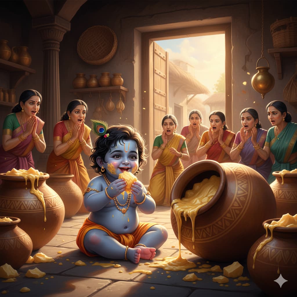 Little Krishna and the Butter Pot mythological story