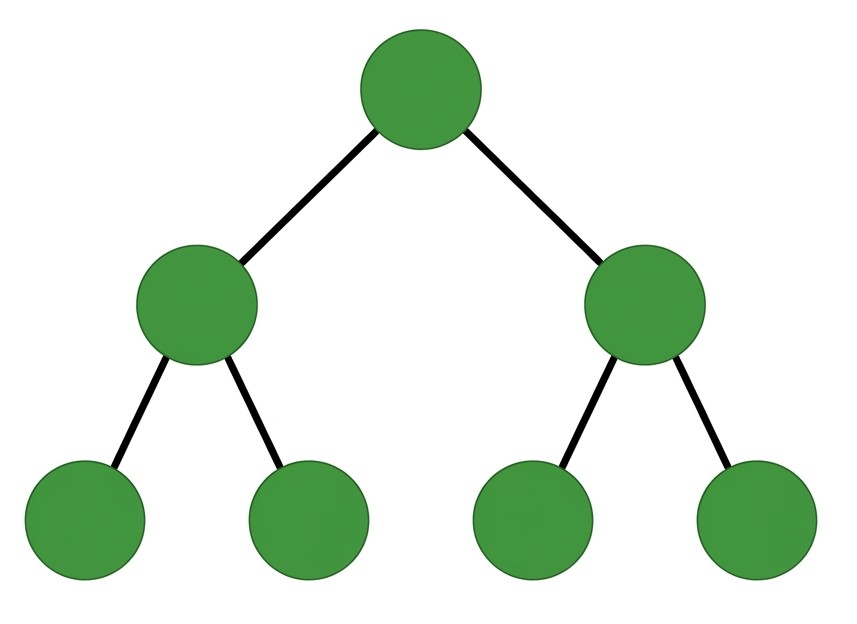 Diagram of a binary tree: each node has at most left and right children